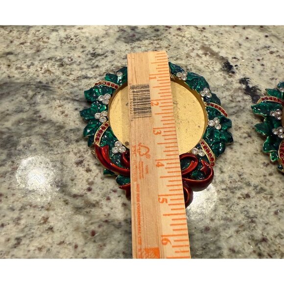 VTG pair Kennedy Center Round Christmas Candle Set Tray Mantel Table Italy read - Picture 5 of 12